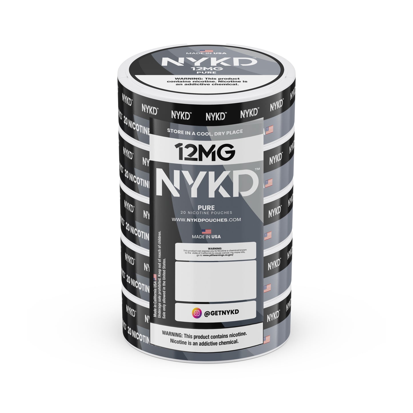 NYKD USA - Premium Nicotine Pouches - Pure | 5-Pack Sleeve