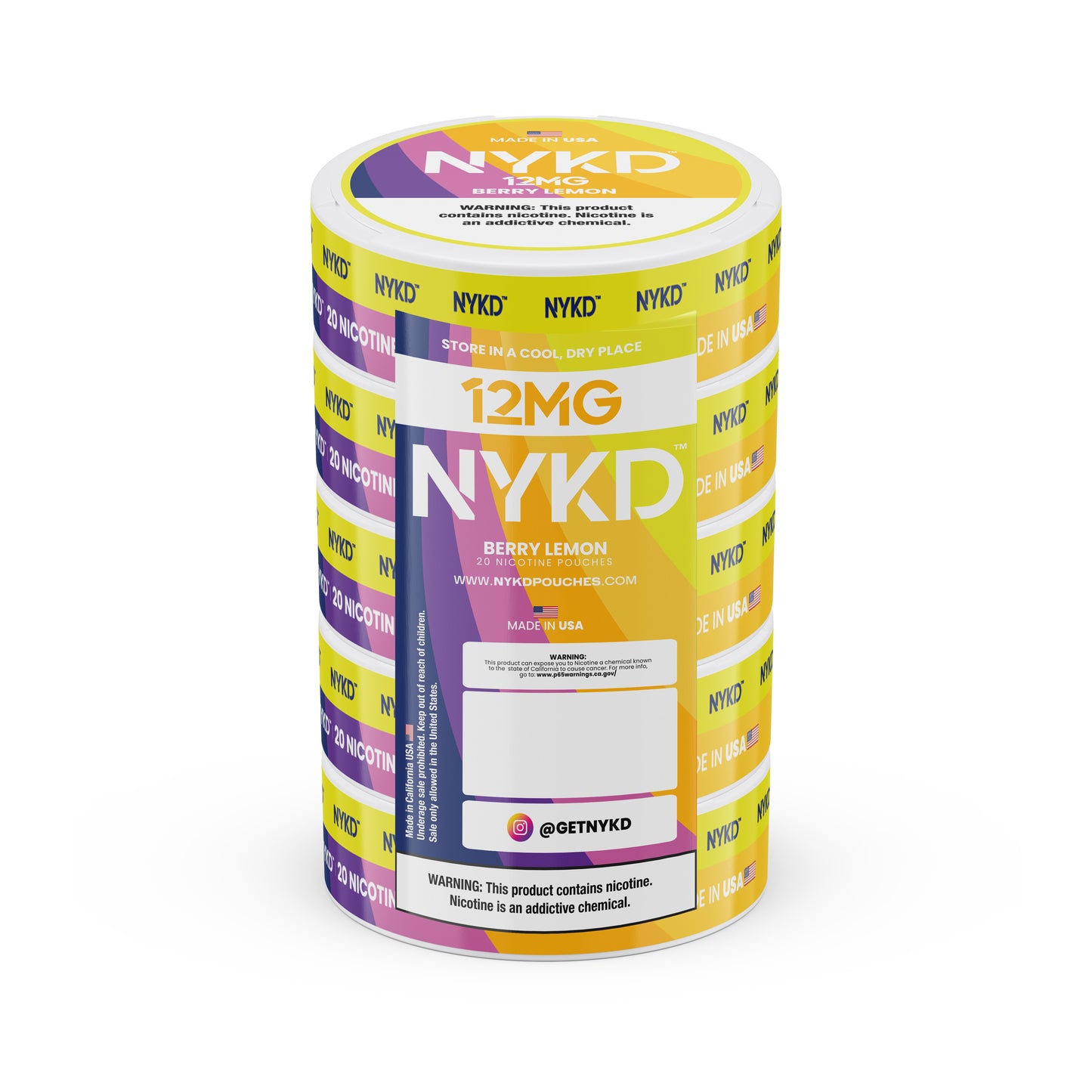 NYKD USA - Premium Nicotine Pouches - Berry Lemon | 5-Pack Sleeve