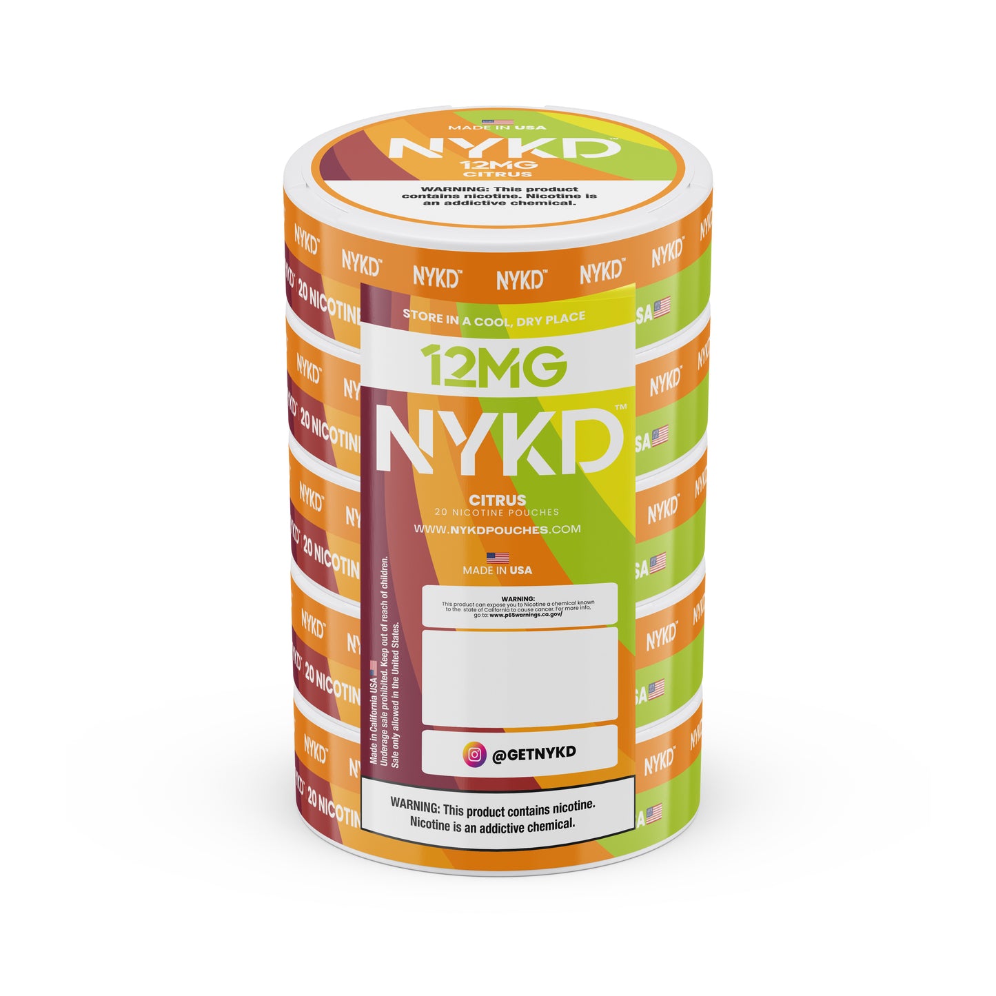 NYKD USA - Premium Nicotine Pouches - Citrus | 5-Pack Sleeve