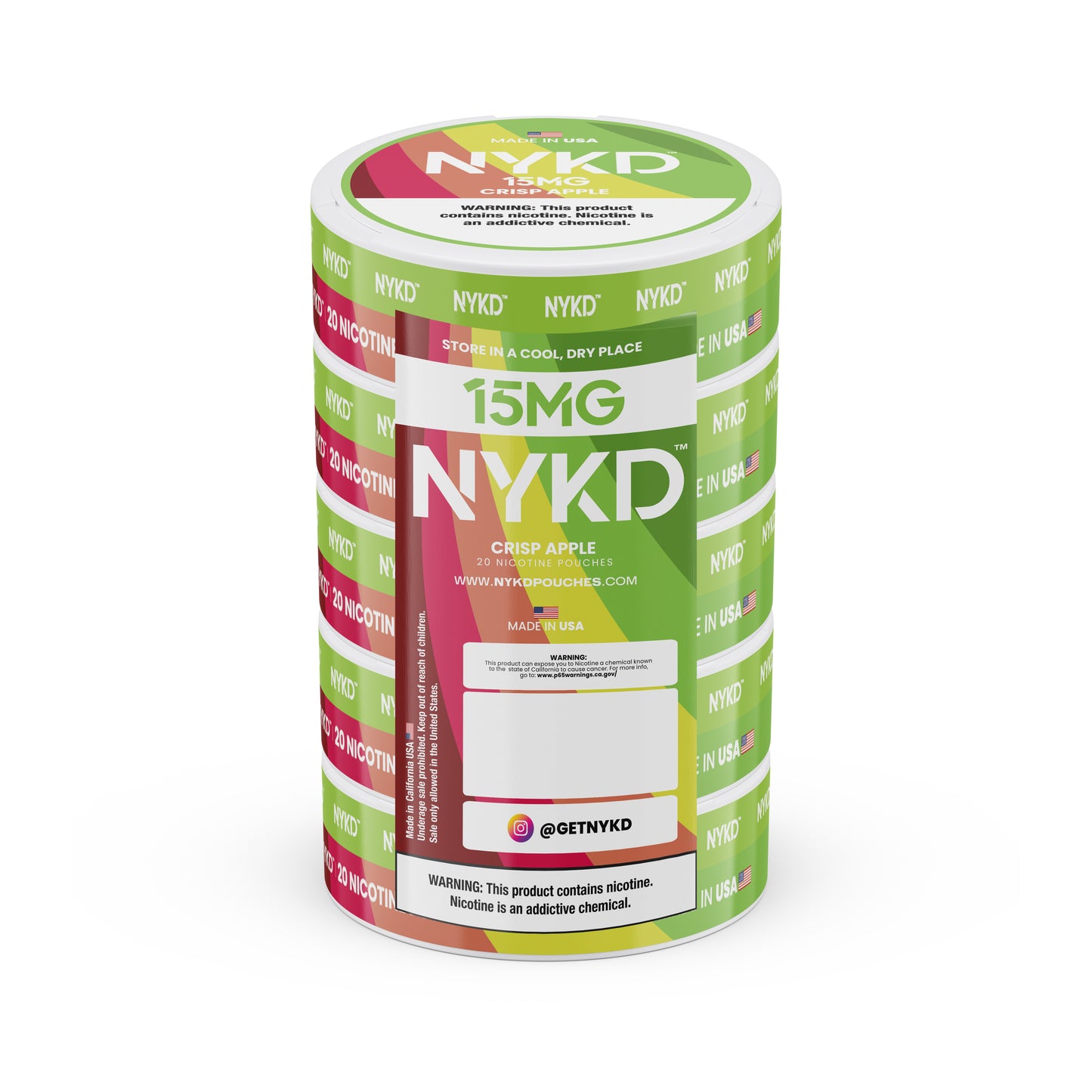 NYKD USA - Premium Nicotine Pouches - Crisp Apple | 5-Pack Sleeve
