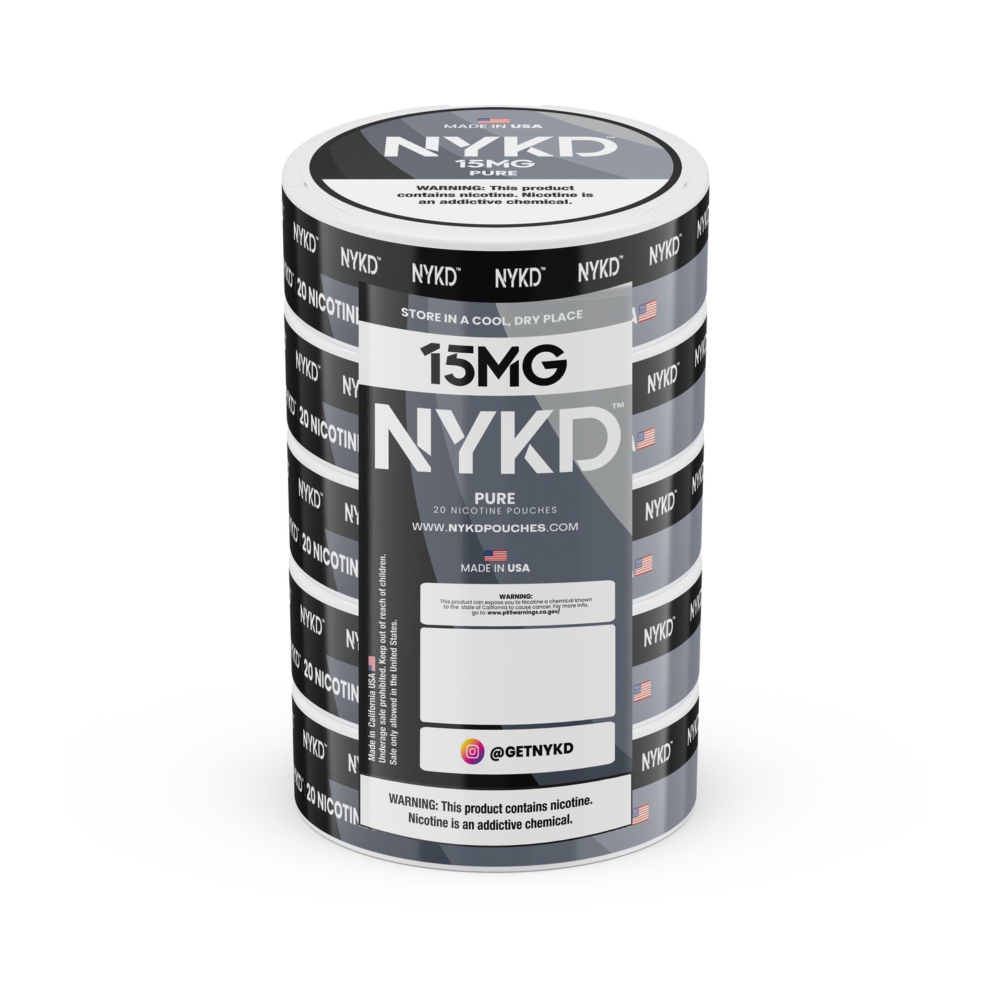 NYKD USA - Premium Nicotine Pouches - Pure | 5-Pack Sleeve