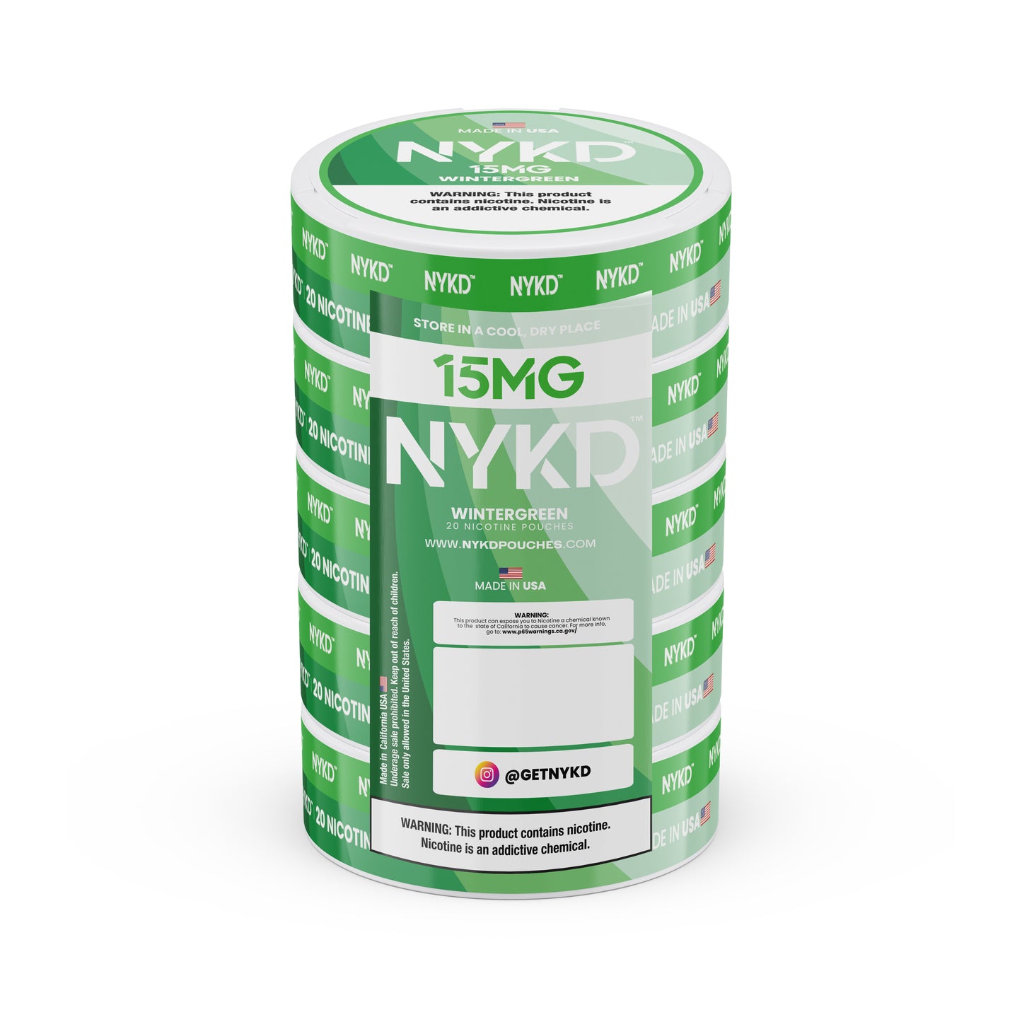 NYKD USA - Premium Nicotine Pouches - Wintergreen | 5-Pack Sleeve