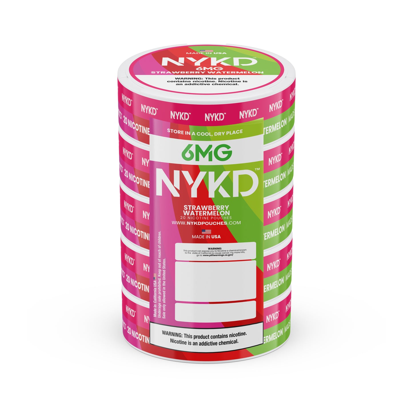 NYKD USA - Premium Nicotine Pouches - Strawberry Watermelon | 5-Pack Sleeve