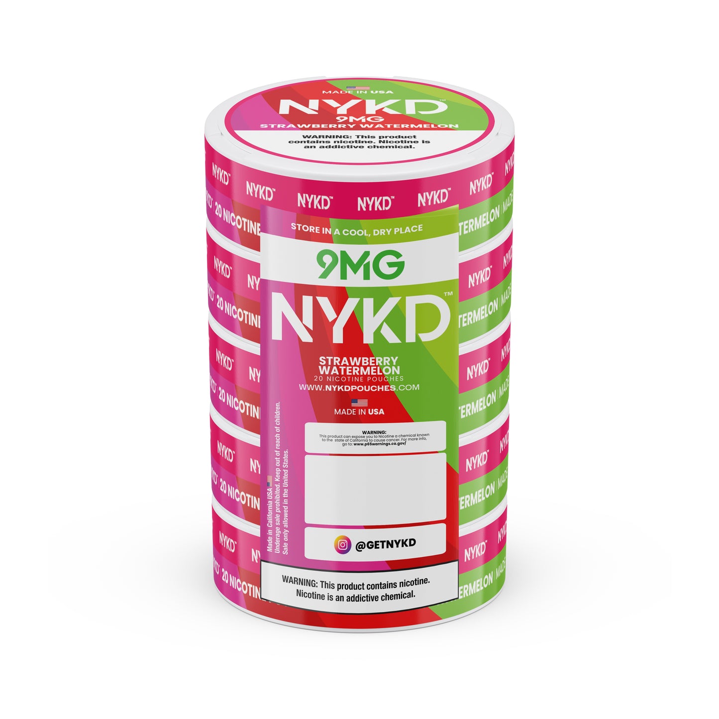 NYKD USA - Premium Nicotine Pouches - Strawberry Watermelon | 5-Pack Sleeve