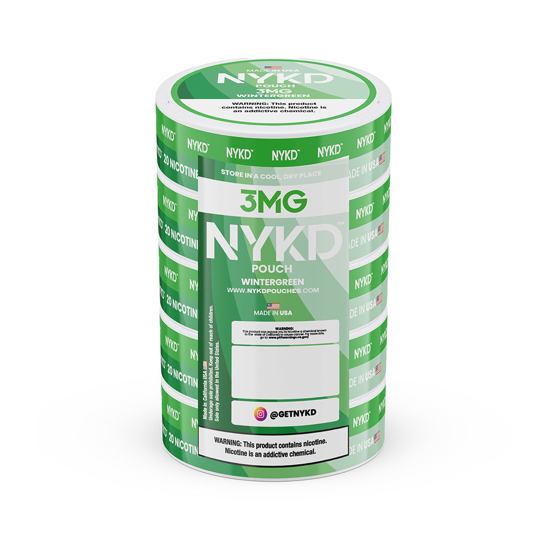 NYKD POUCH USA - Premium Nicotine Pouches - Wintergreen | 5-Pack Sleeve